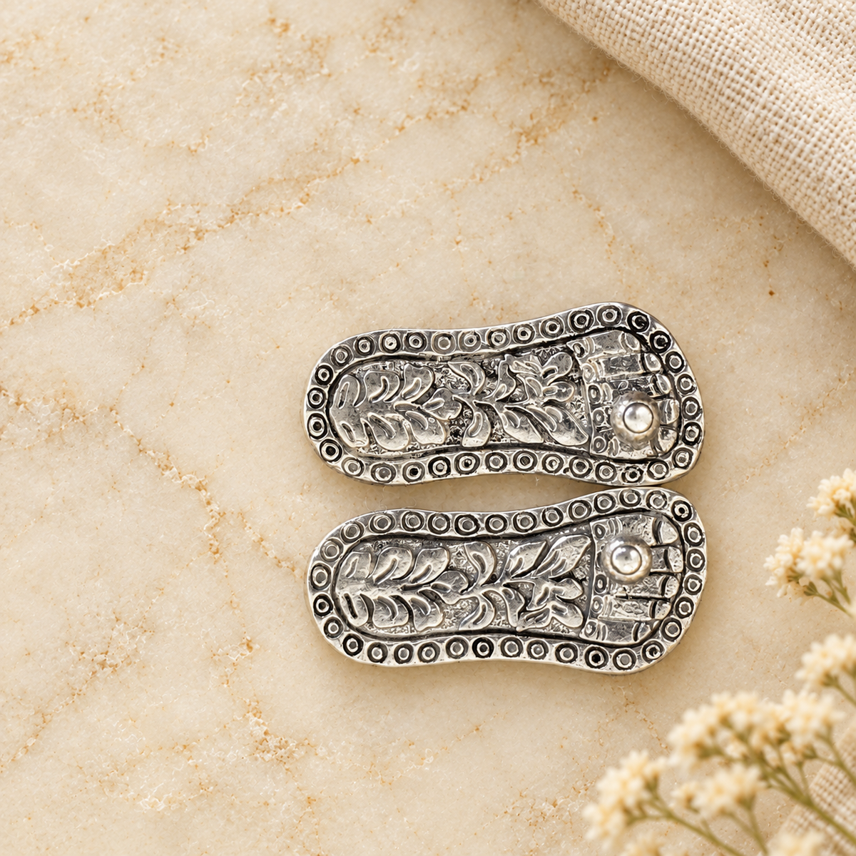 925 Sterling Silver Charan Paduka - 3 Sizes
