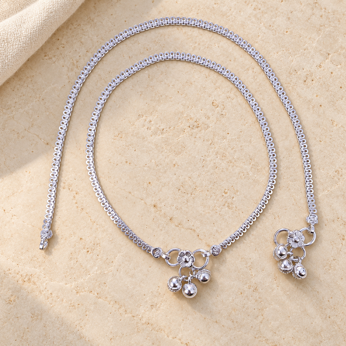 925 Sterling Silver 925 Sterling Silver Anklet | Traditional Indian Jewelry 9.75"