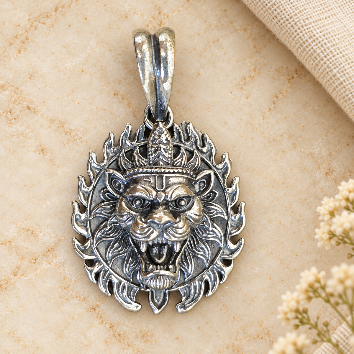 925 Sterling Silver Ugra Narasimha Pendant
