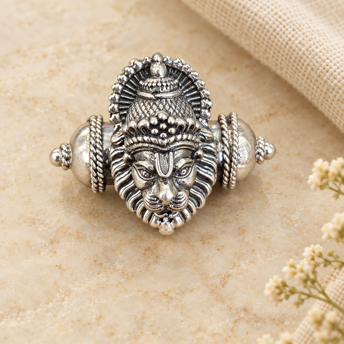 925 Sterling Silver Narasimha Kavach Head – Two Sizes