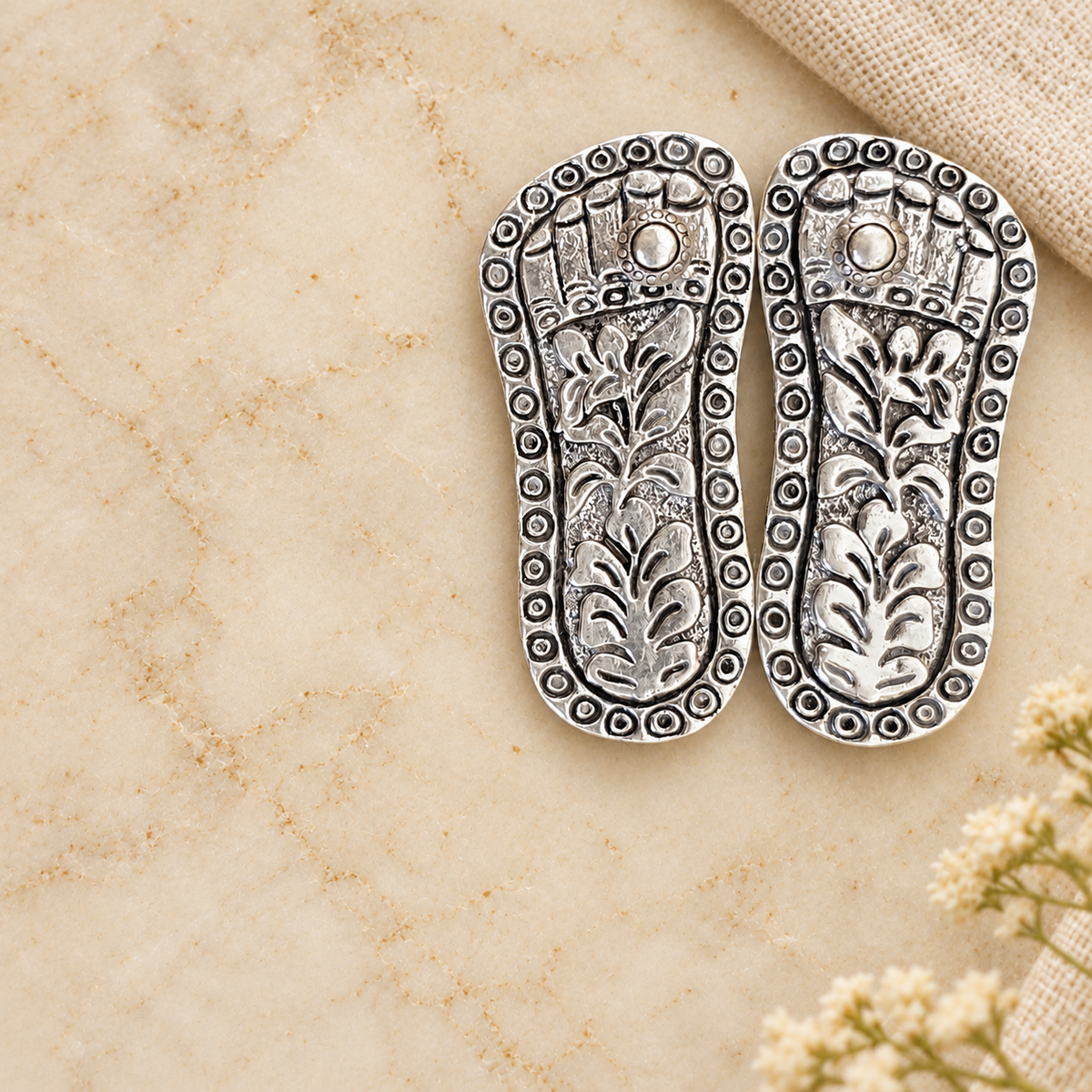 925 Sterling Silver Charan Paduka - 3 Sizes