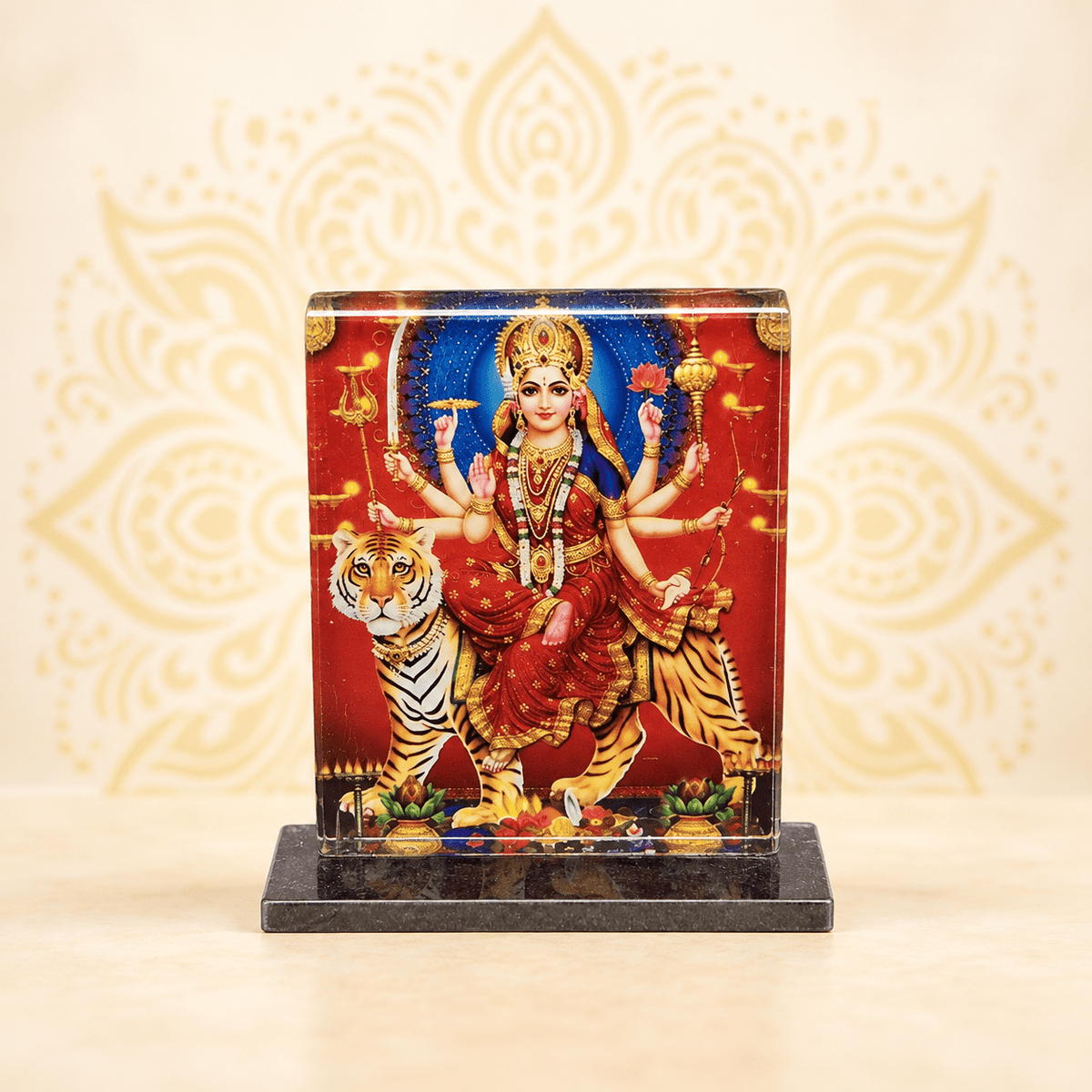 Acrylic Durga Mata Photo Stand – Choose Your Size - Matchless Gifts