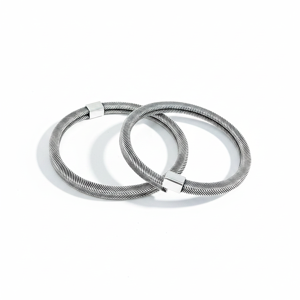 925 Sterling Silver Twisted Rope Bangle Set of 2 | 2.5" Diameter
