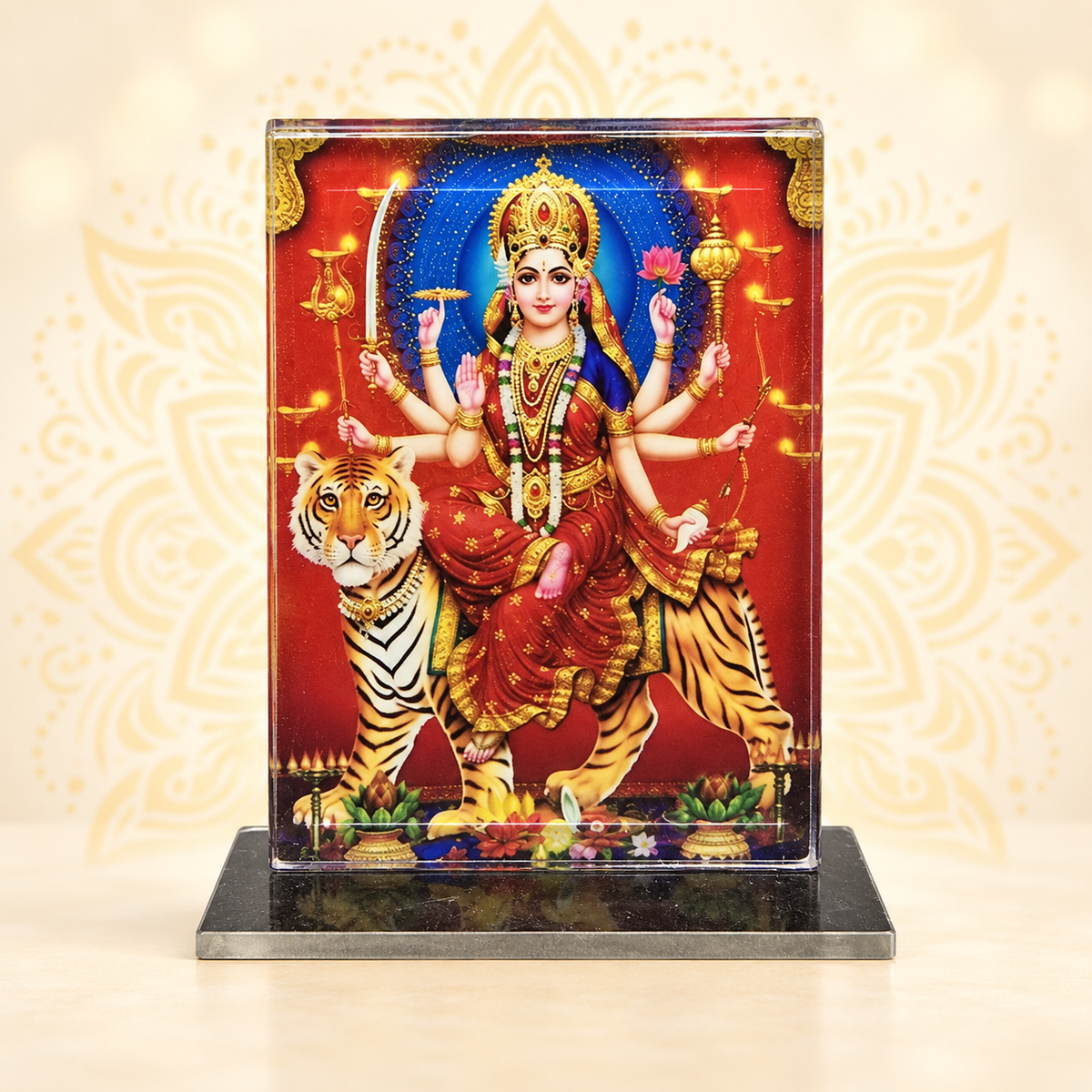 Acrylic Durga Mata Photo Stand – Choose Your Size
