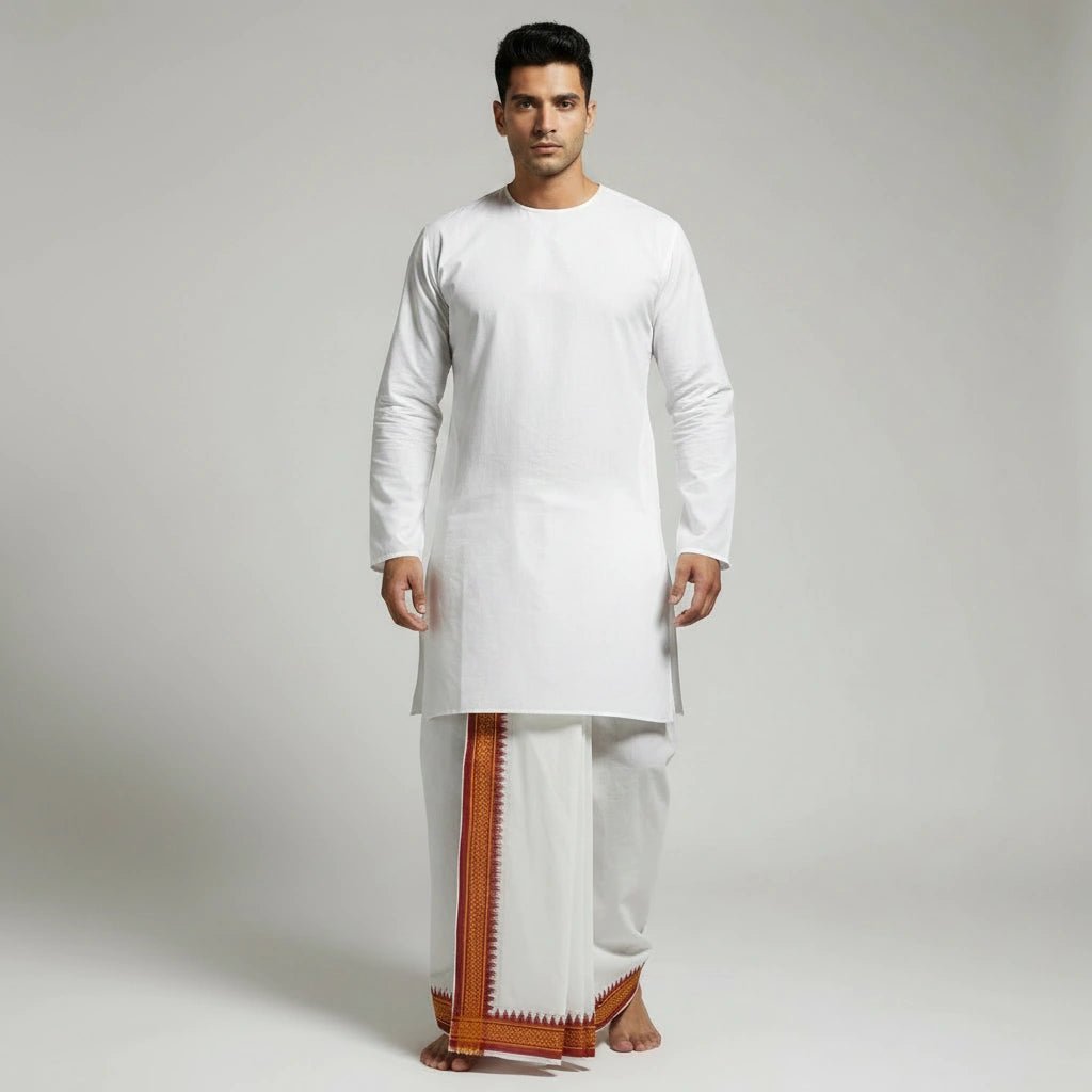 SGT Citiking Dhoti | Traditional White Dhoti for Temple & Devotional Wear - Matchless Gifts1
