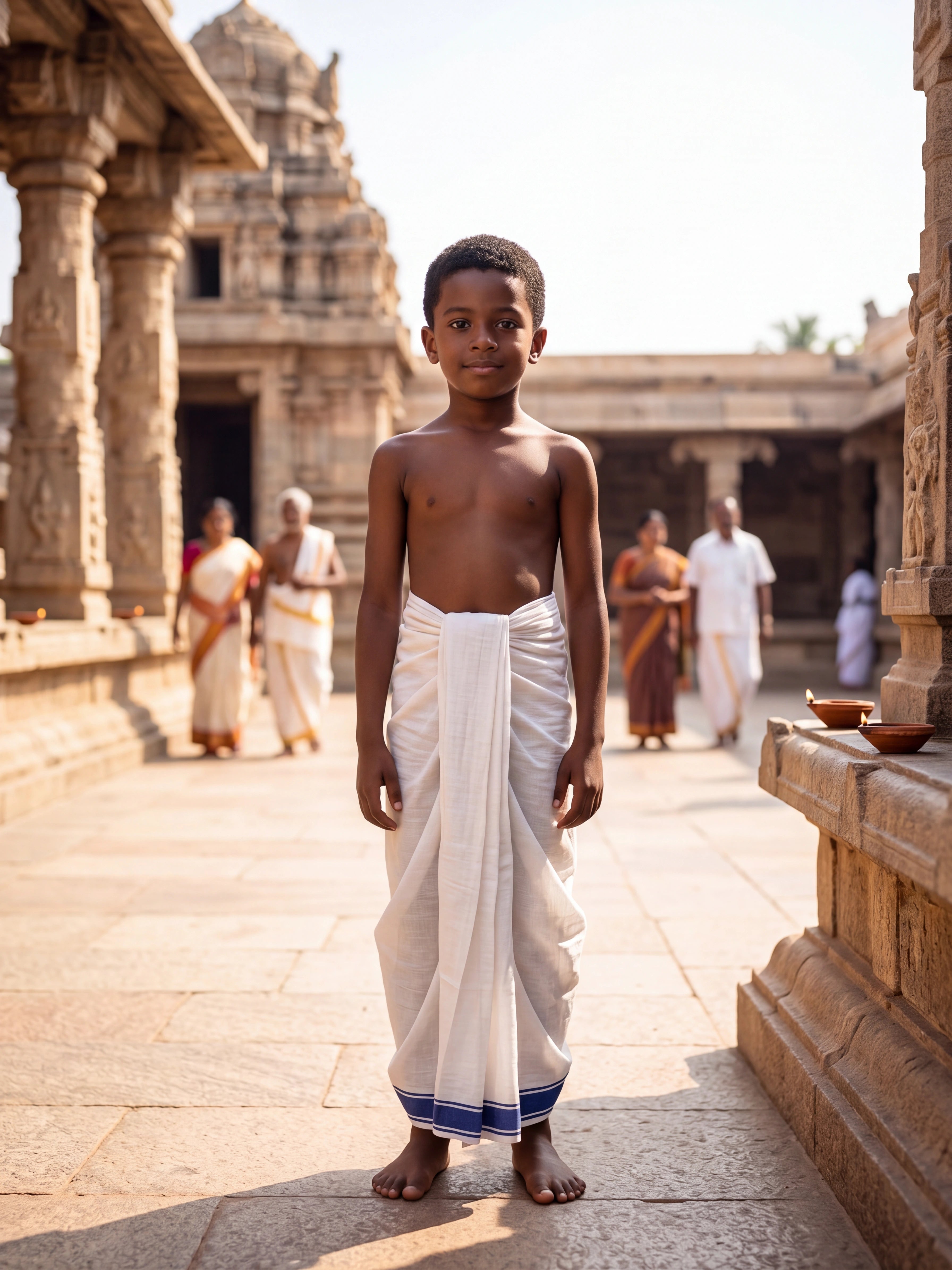 Kids Ready-Made Cotton Dhoti w/ Tie Strings