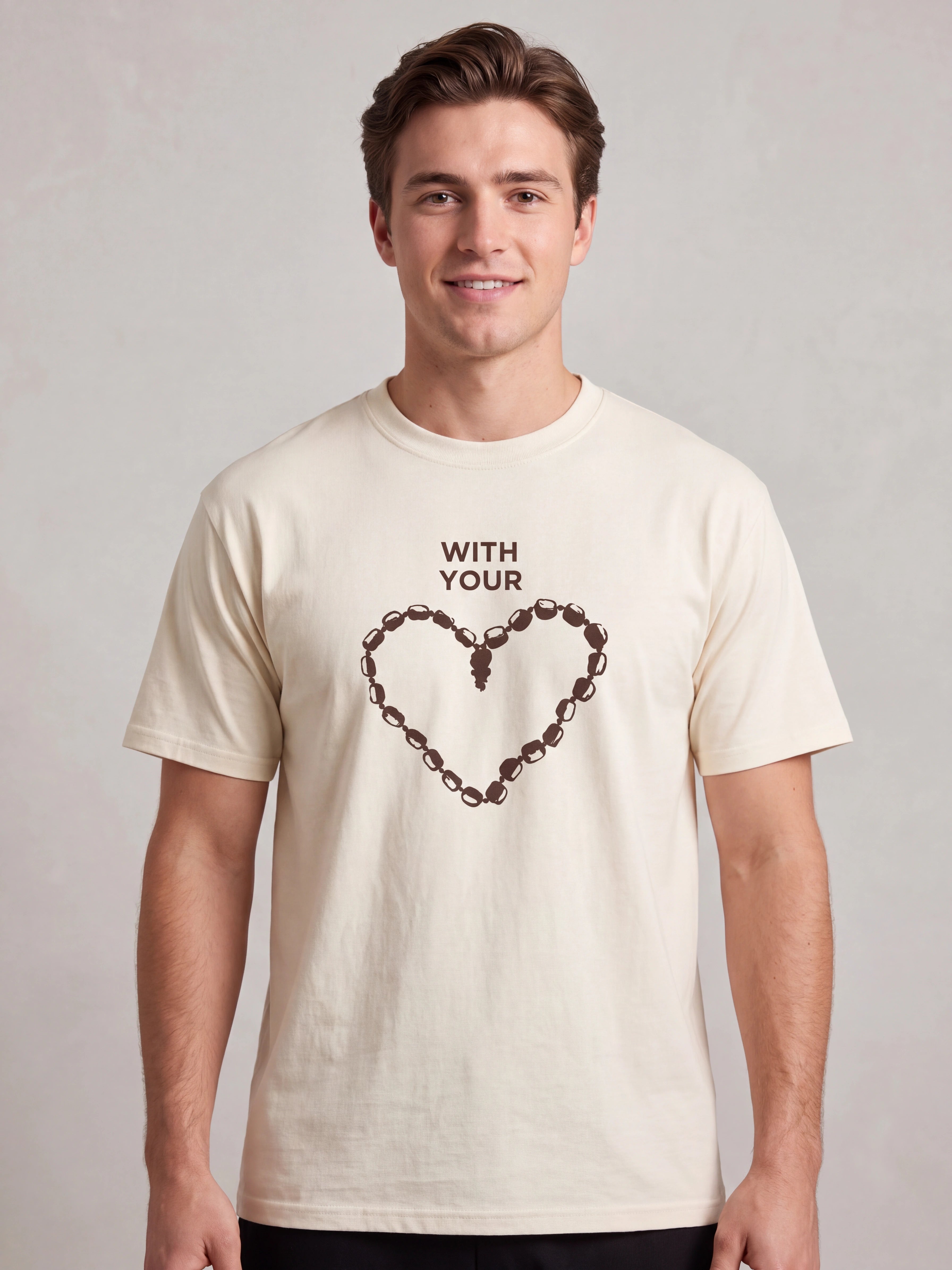 Mantra Beads Cotton T-Shirt | New Vrindaban Devotional Graphic Tee