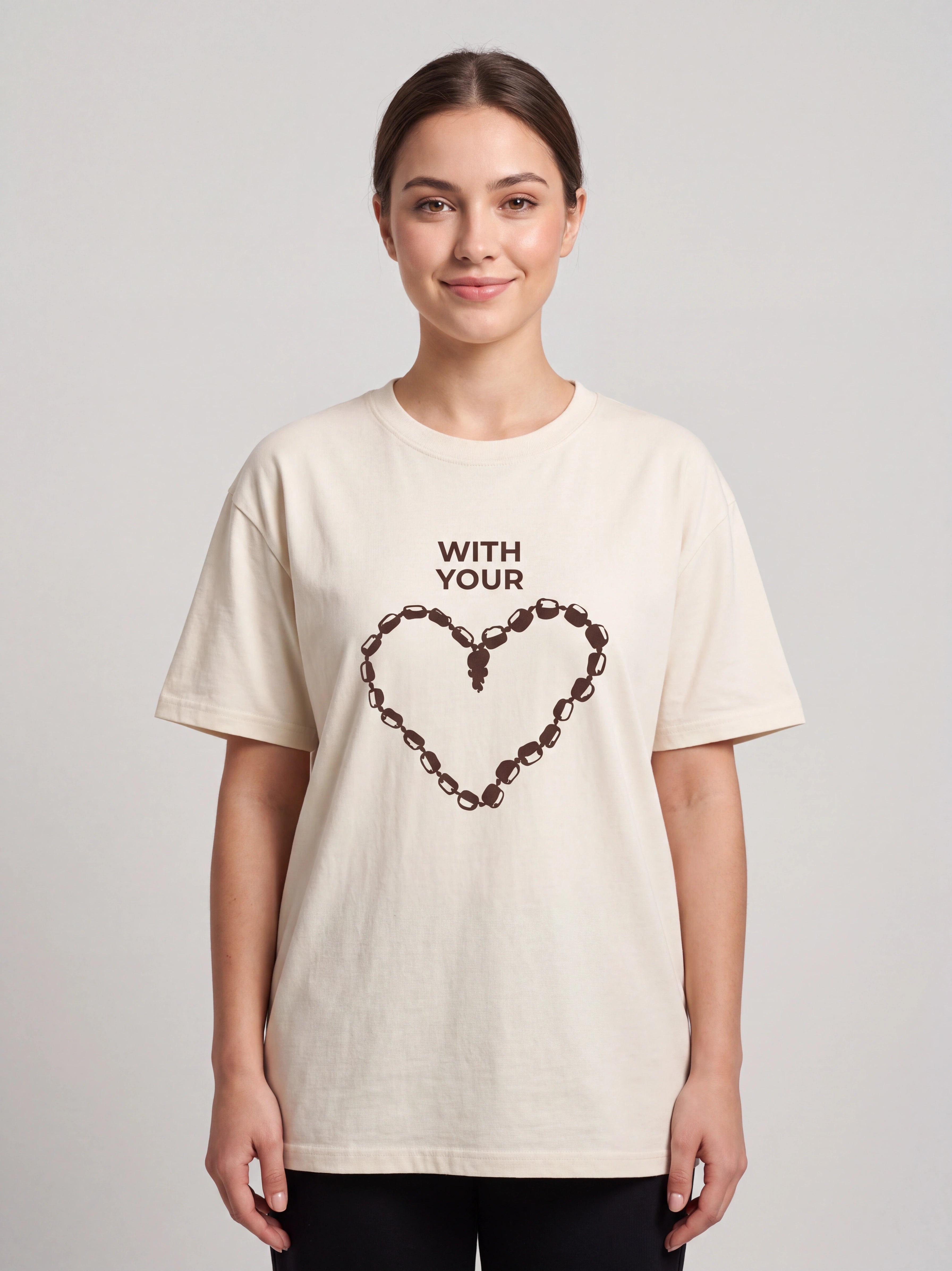 Mantra Beads Cotton T-Shirt | New Vrindaban Devotional Graphic Tee