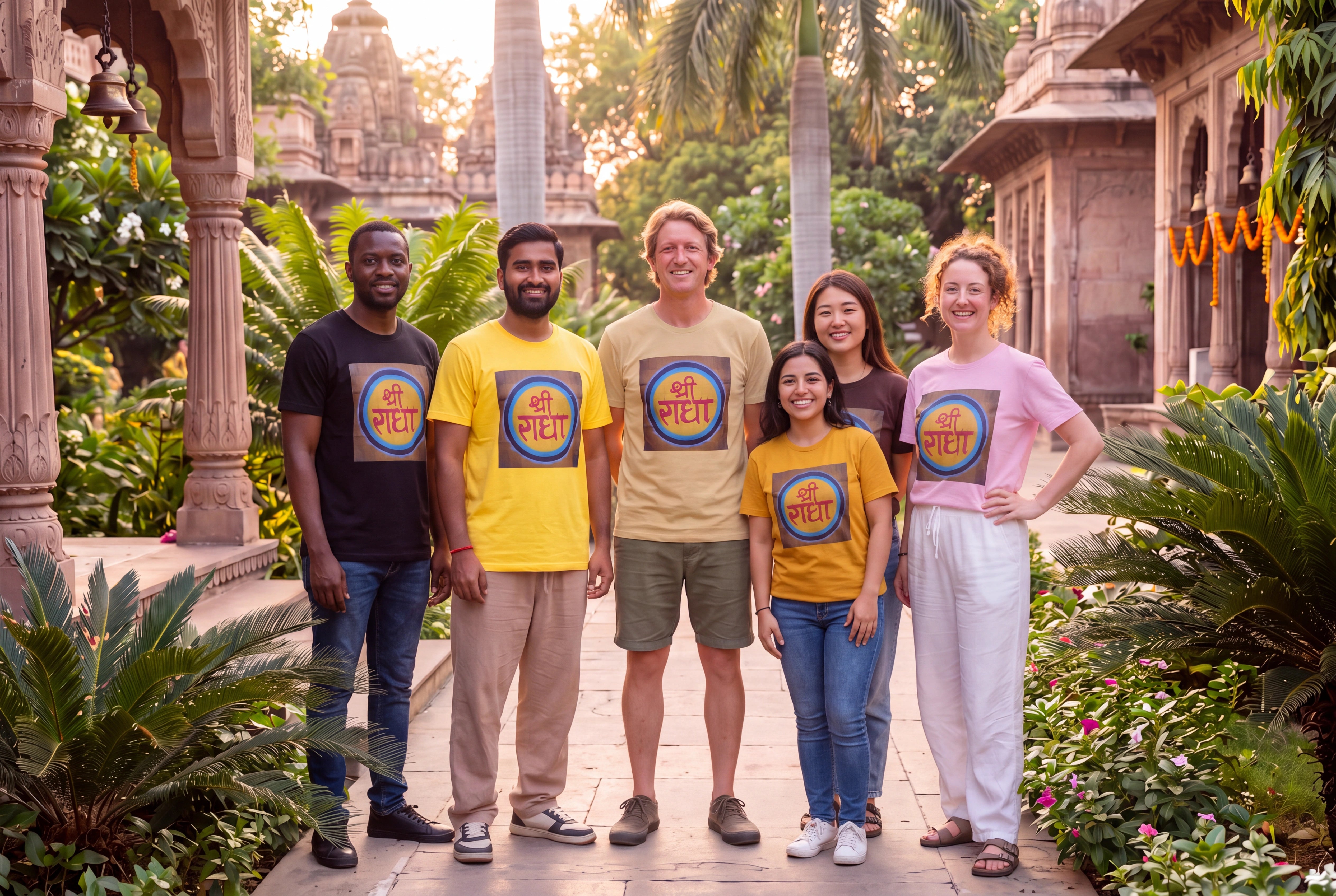 Unisex Shri Radha Cotton Short Sleeve T-Shirt | Devotional Tee