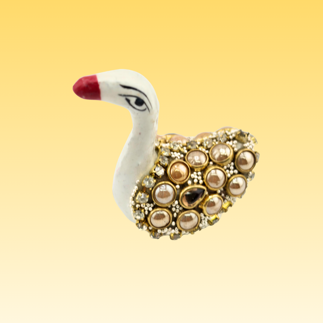 Aluminium Pearl & Kundan Swan