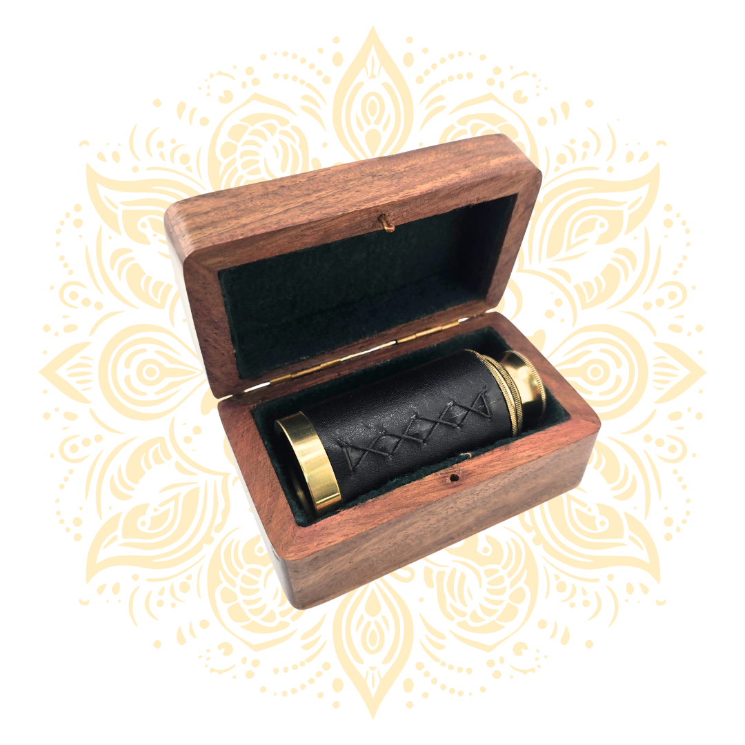 Vintage Brass Telescope – 6 Inch Collapsible Spyglass with Wooden Case