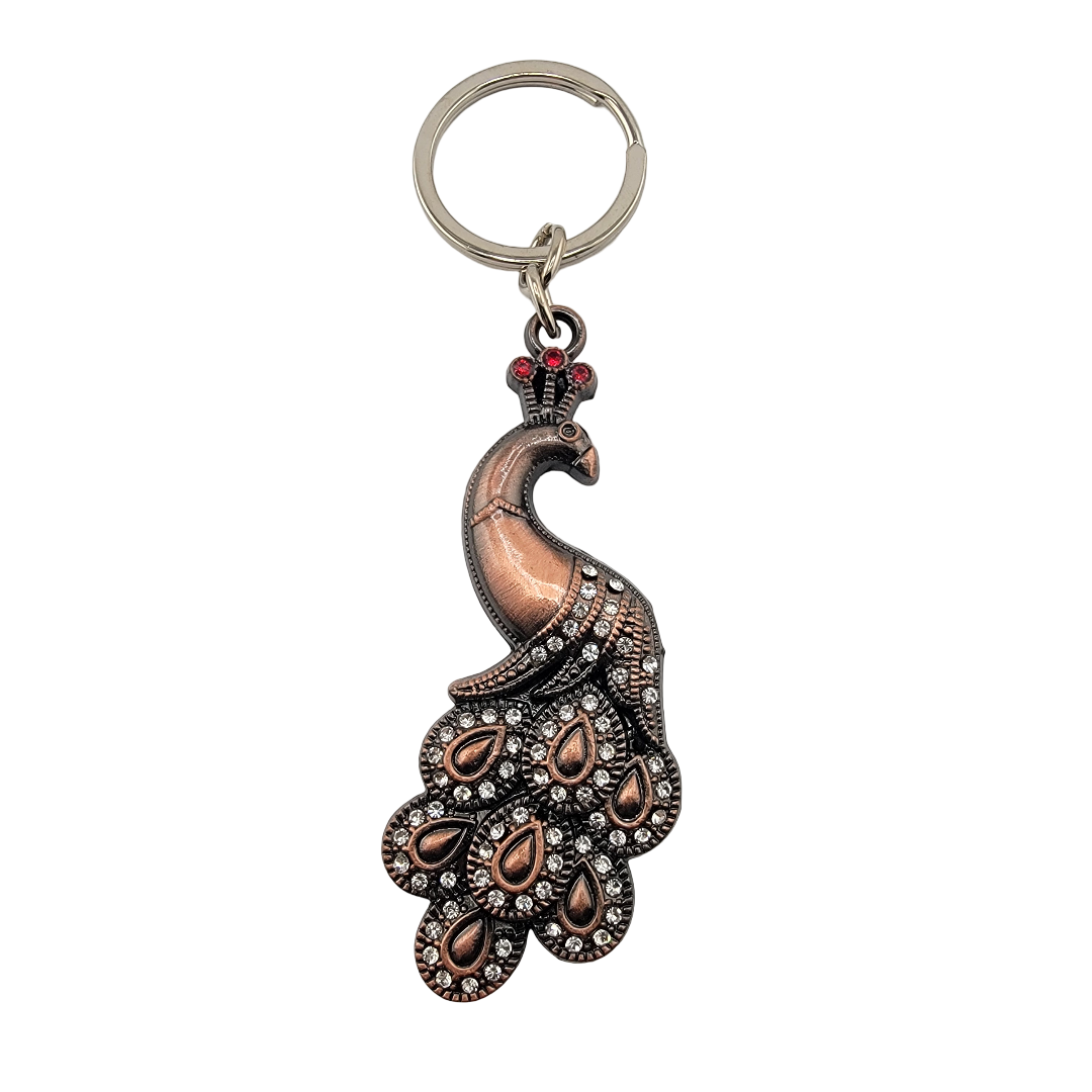 Steel Peacock Keychain w/ Gem Accents (3") - Matchless Gifts5