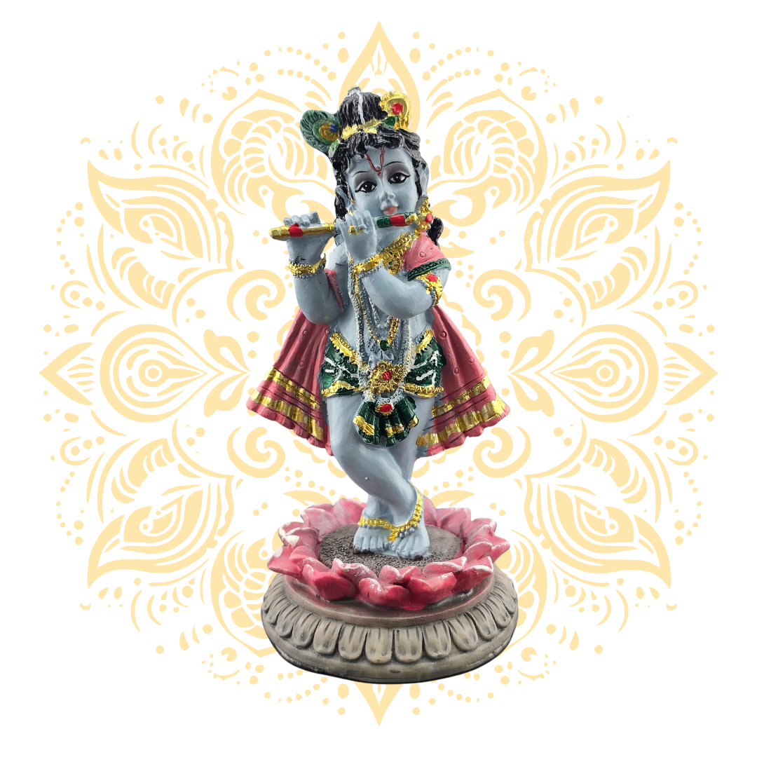 Polyresin Lotus Krishna 8"