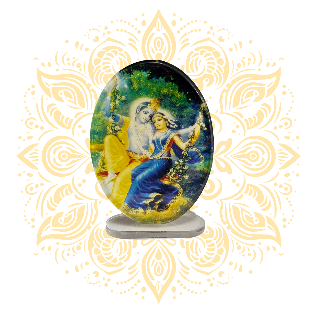 Acrylic Radha Krishna Oval 3.5" x 5" - Matchless Gifts1