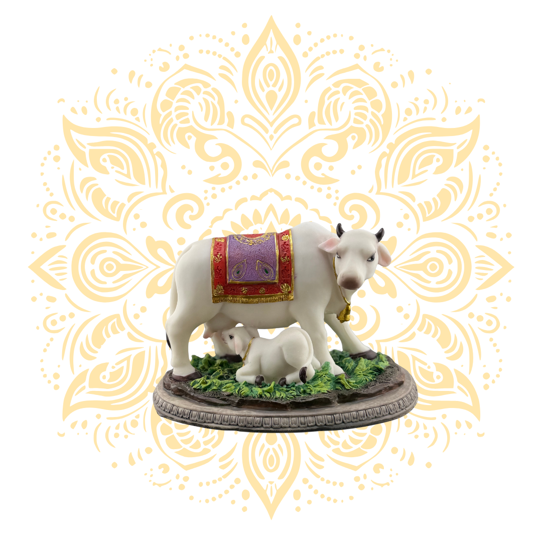 Polyresin Cow & Calf White 4.5" - Matchless Gifts