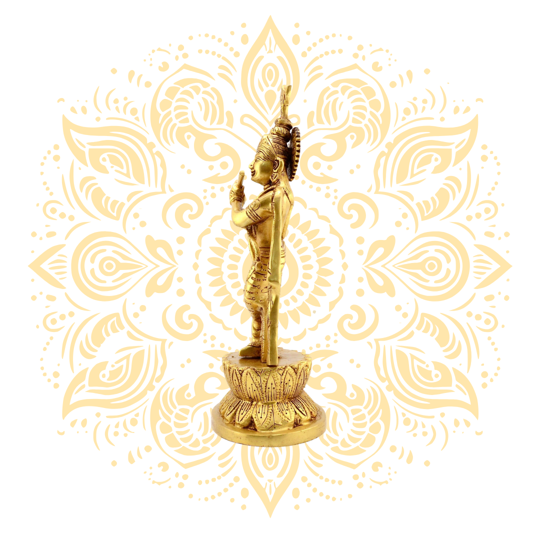 Brass Lord Krishna w/ Flute 11.5" - Matchless Gifts3