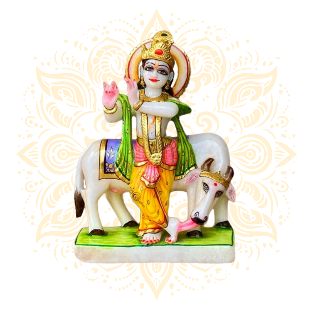 Gopal Krishna w/ Cow Murti 10" - Matchless Gifts1