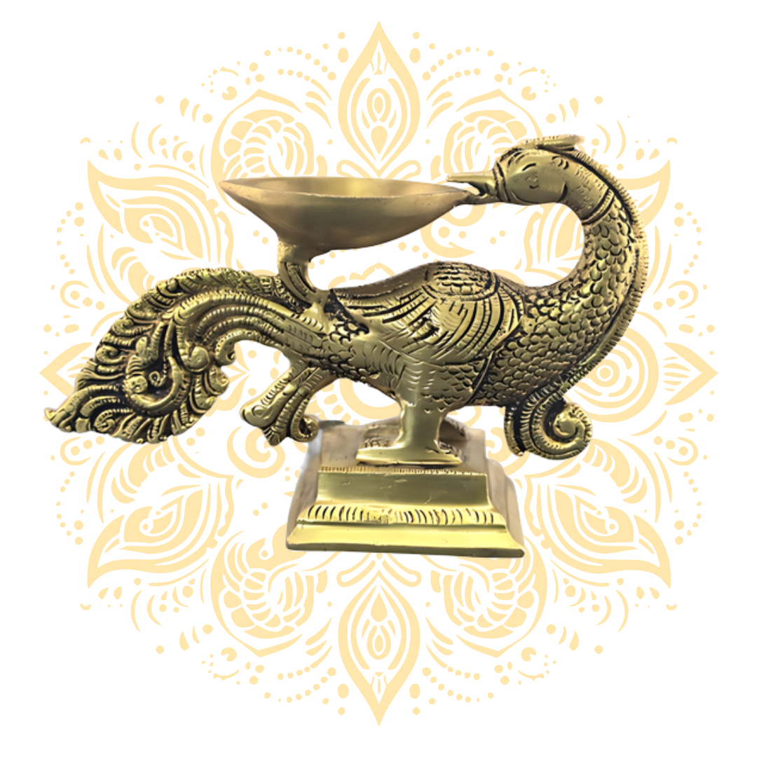 Brass Peacock Deepak Oil Lamp 5" - Matchless Gifts2