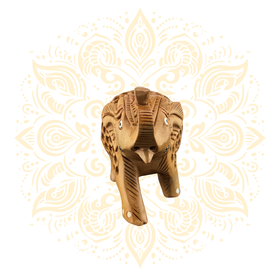 Wooden Jali Trunk up Elephant 3" - Matchless Gifts4