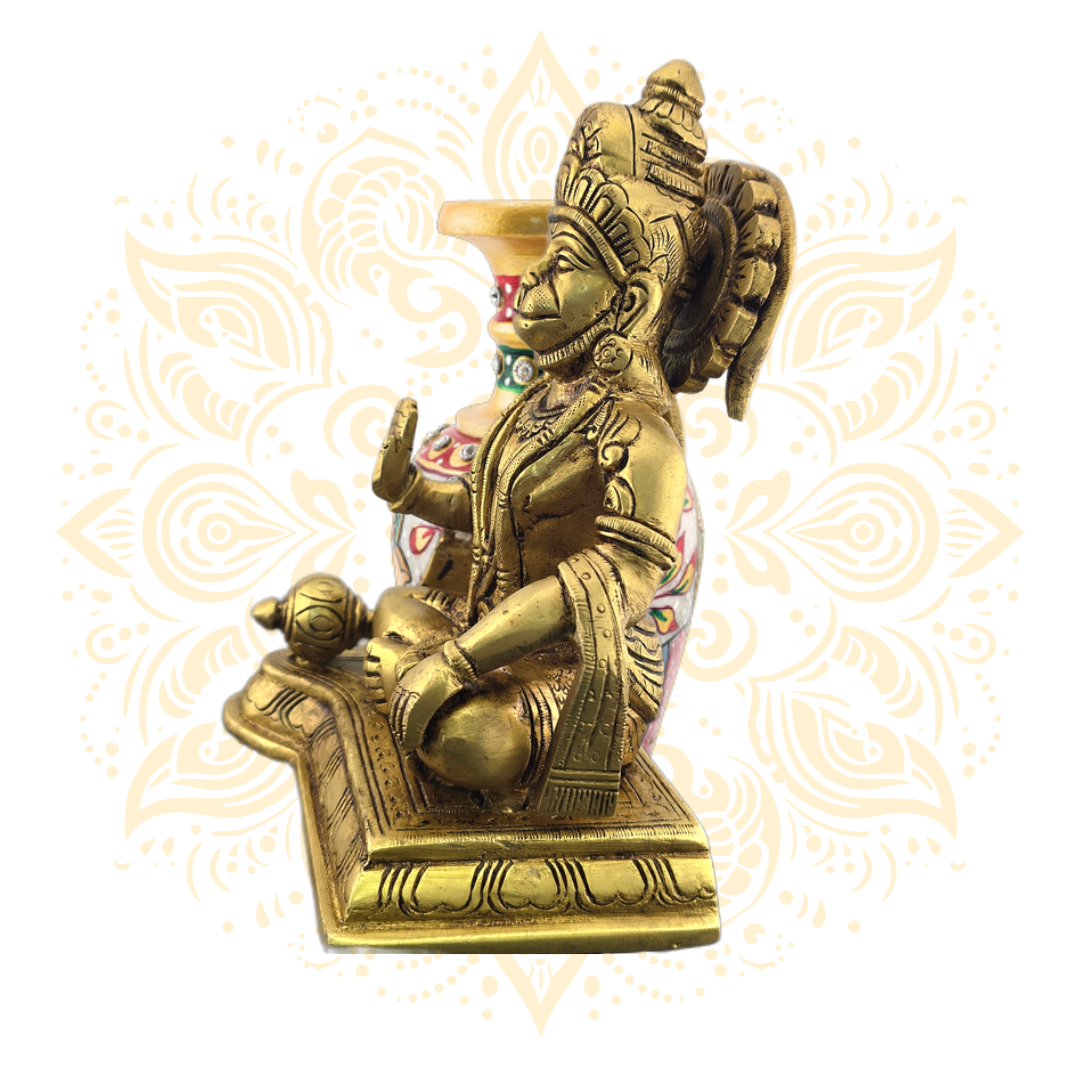 Brass Hanuman Sitting 6.5"