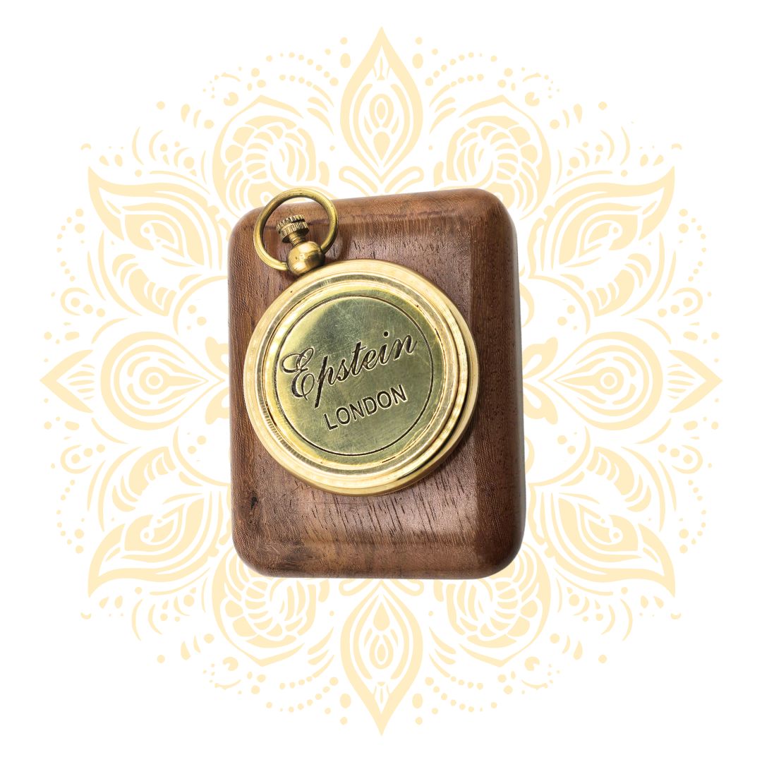 Mini Vintage Brass Pocket Compass – 1.5 Inch Antique Navigation Compass with Wooden Case