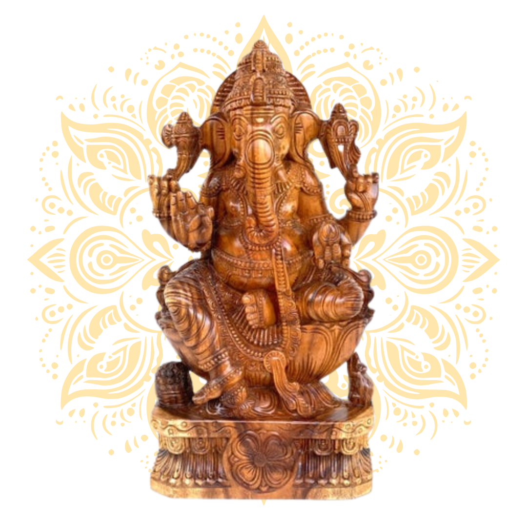 Handcrafted Wooden Ganesh Deity 24"