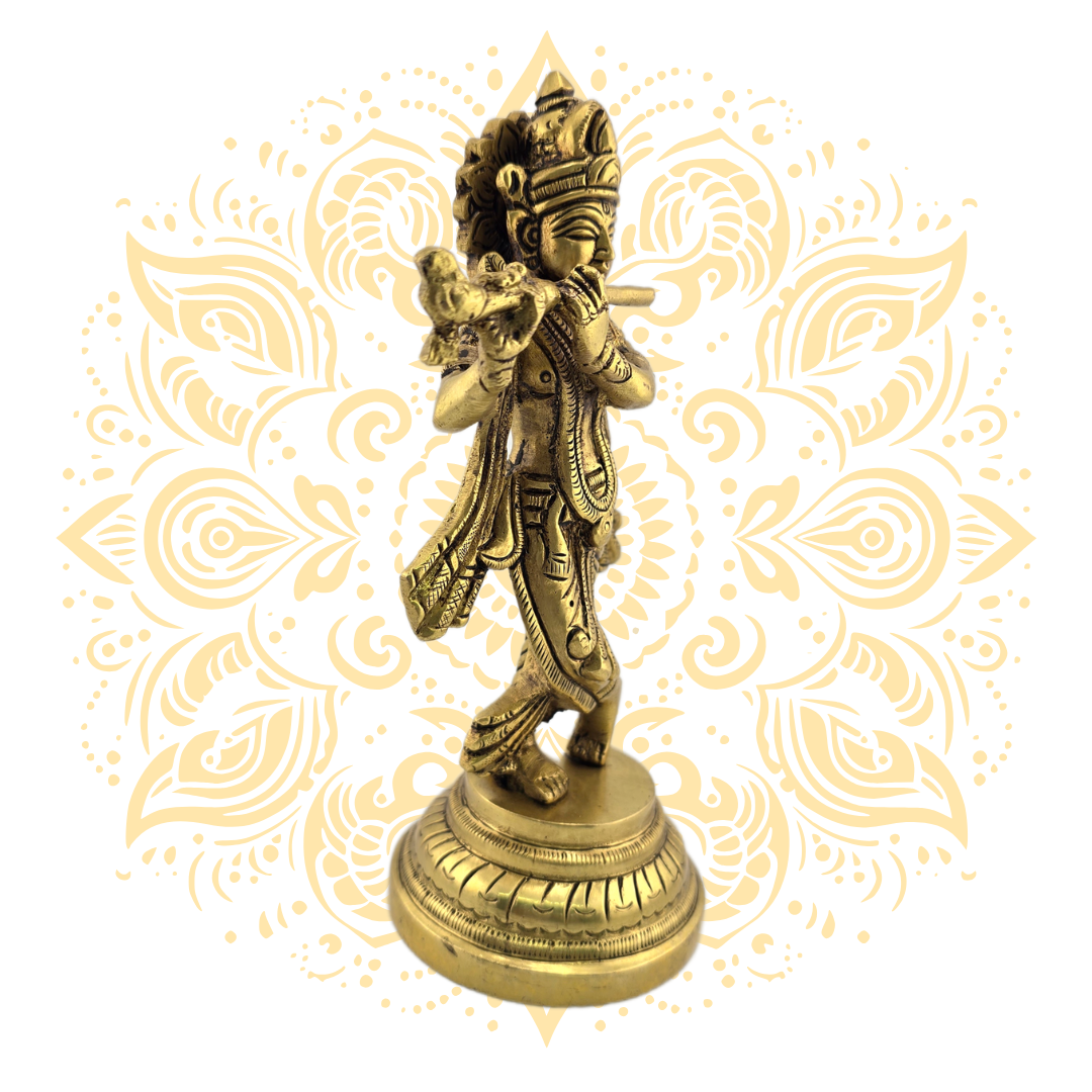 Brass Krishna w/ Flute 7"