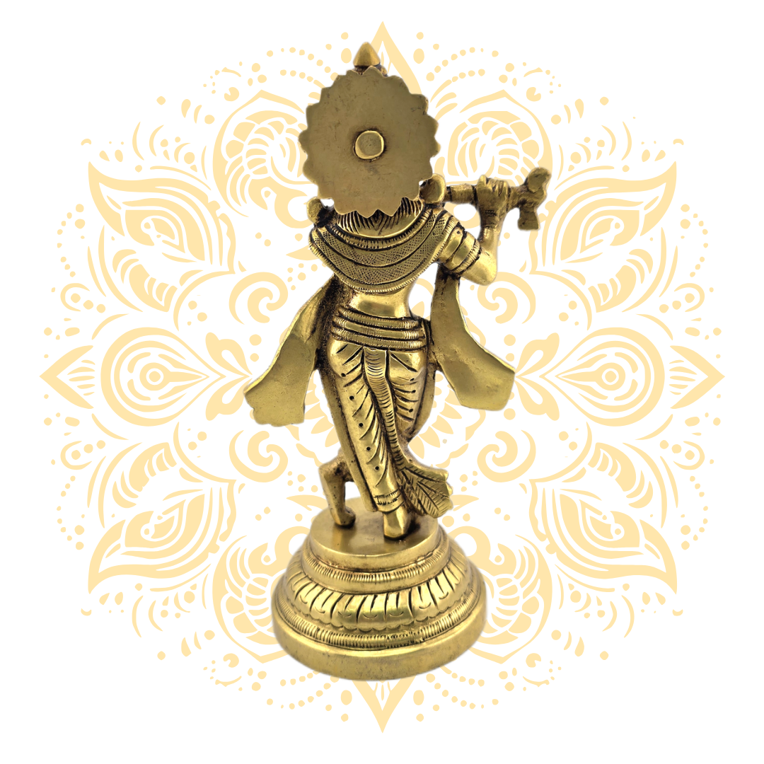 Brass Krishna w/ Flute 7"
