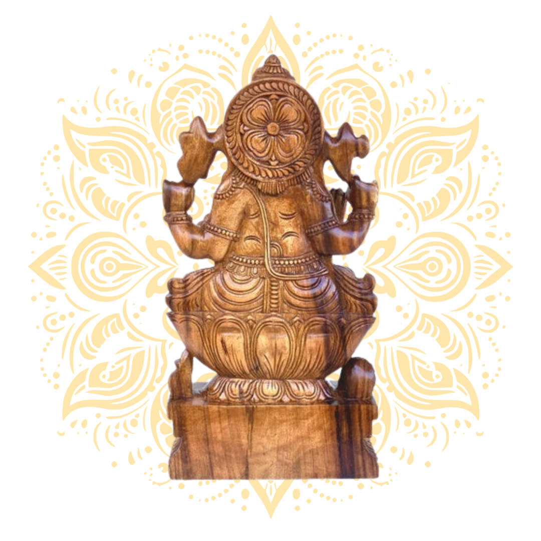 Handcrafted Wooden Ganesh Deity 24"