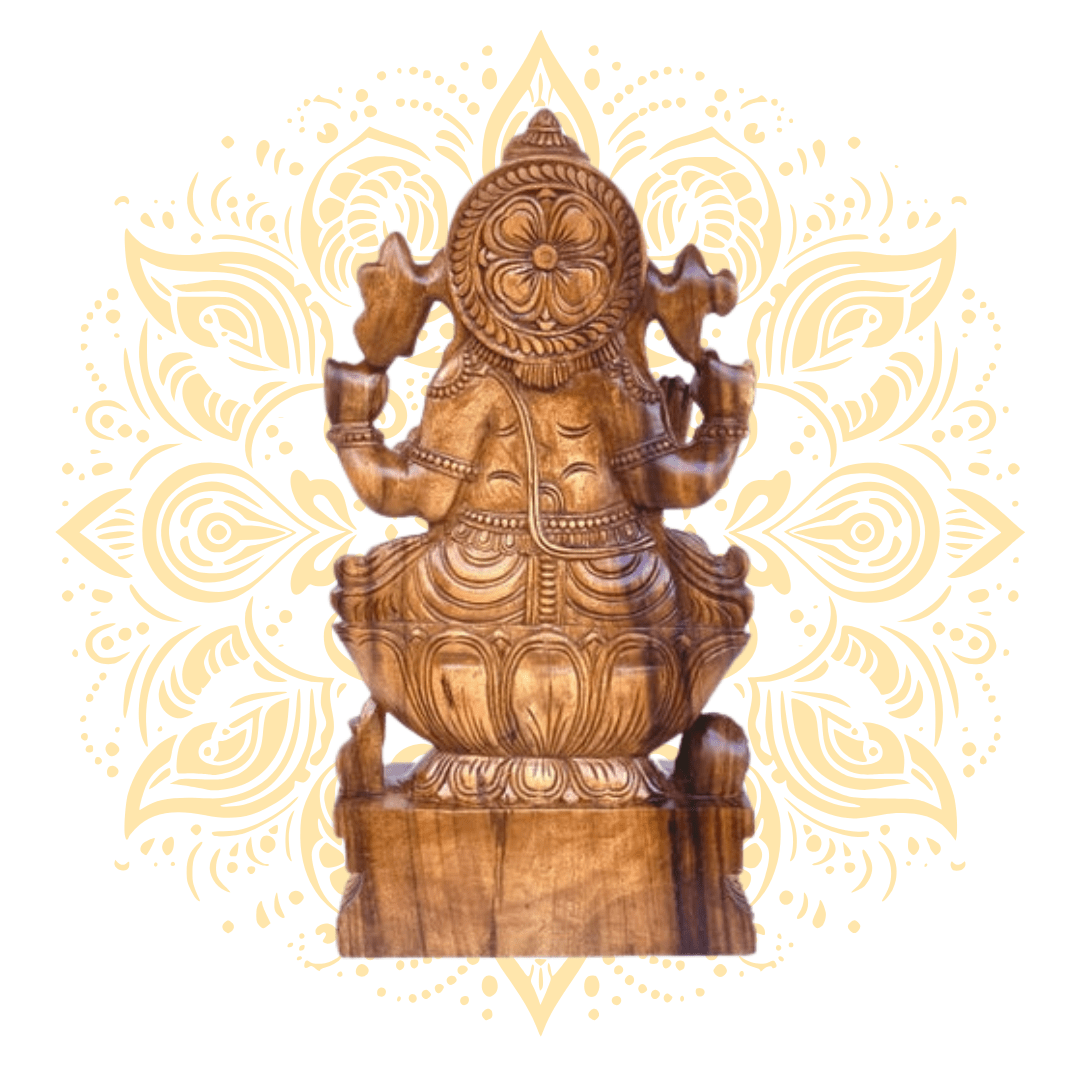 Handcrafted Wooden Ganesh Deity 24" - Matchless Gifts5