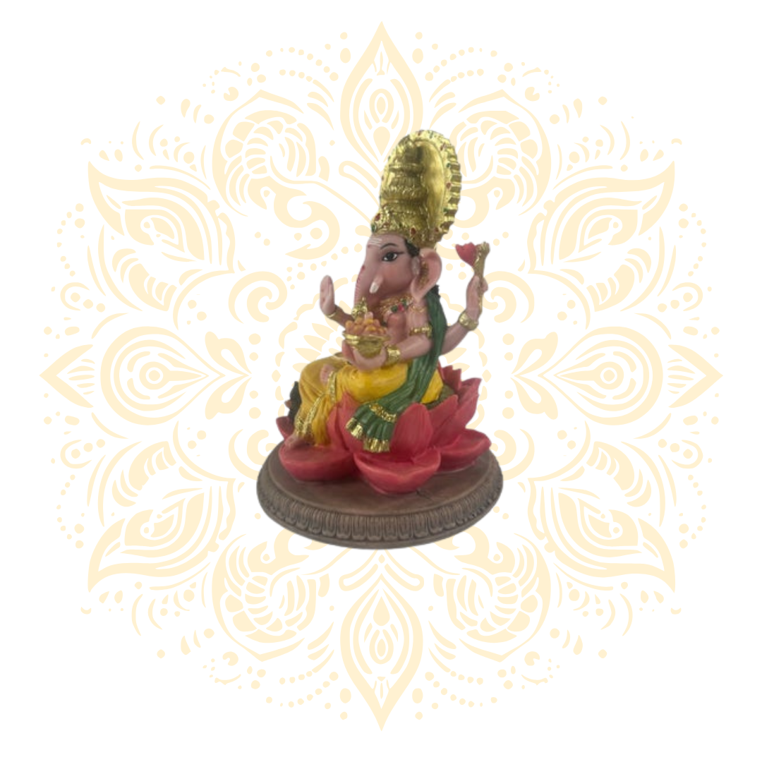 Polyresin Ganesh On Lotus 6.5"