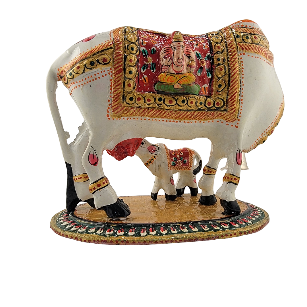 White Metal Cow & Calf 7" - Matchless Gifts