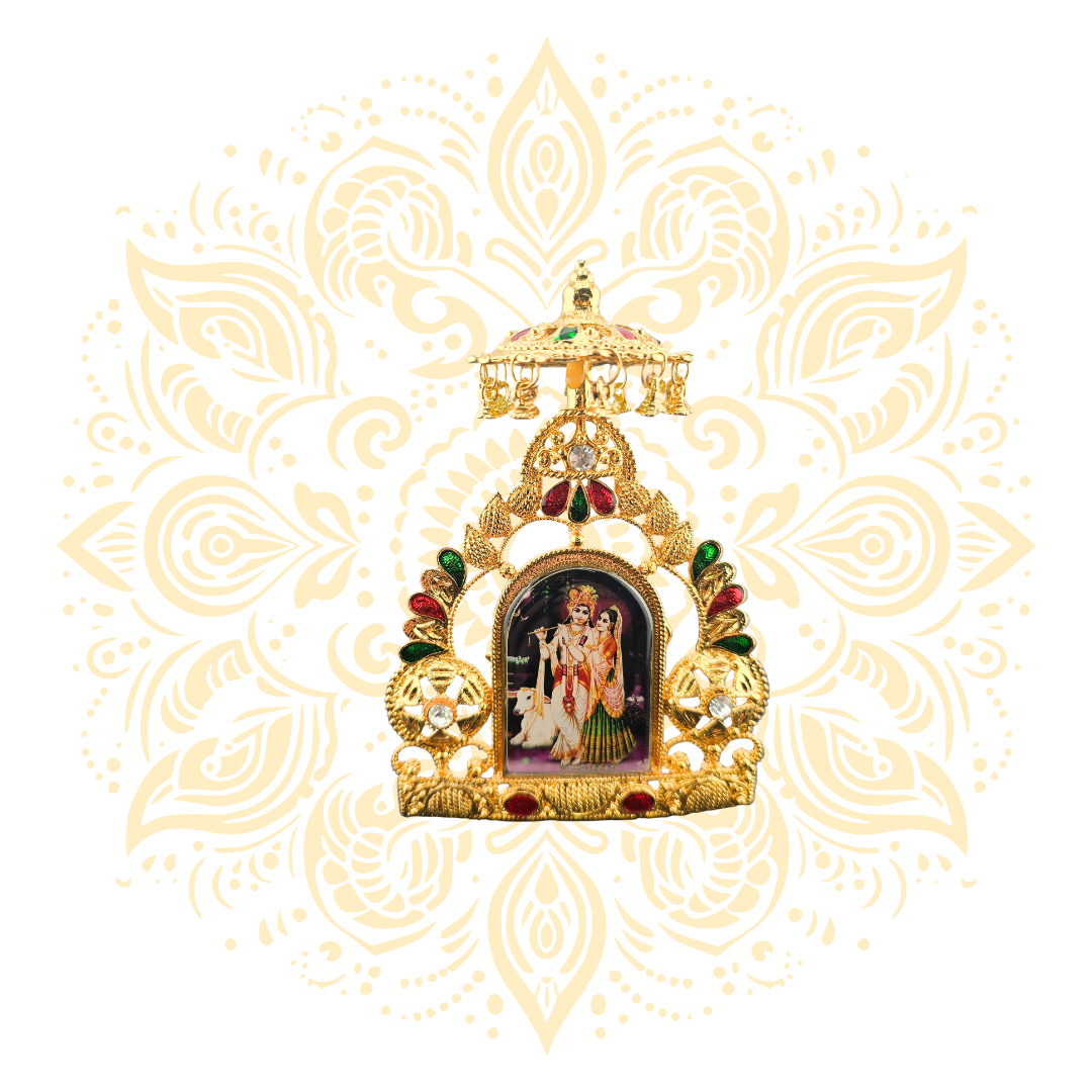 Tirth Golden Metal Deity Mini Mandir Stand