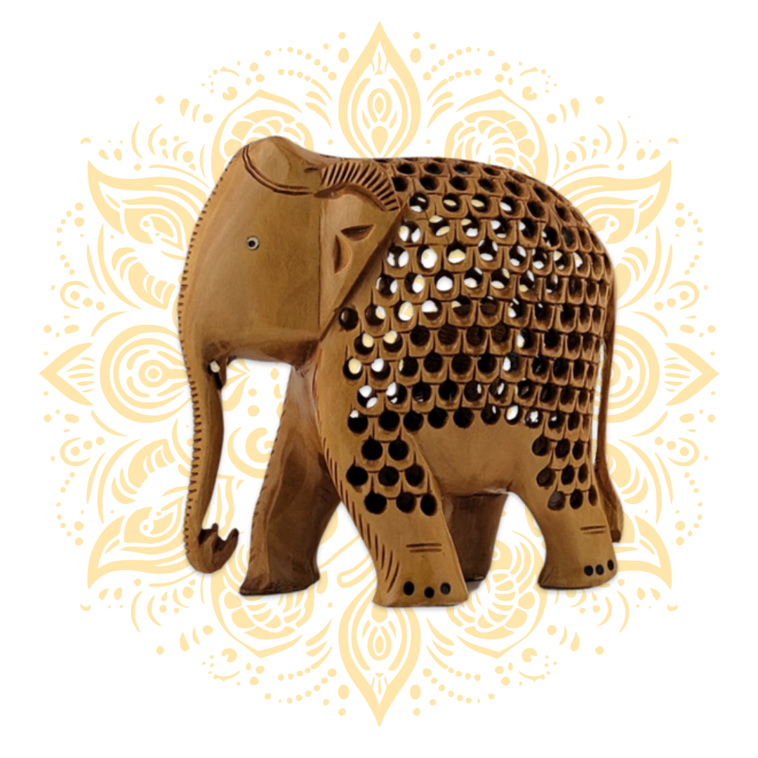 Wood Undercut Assorted Elephant 5"