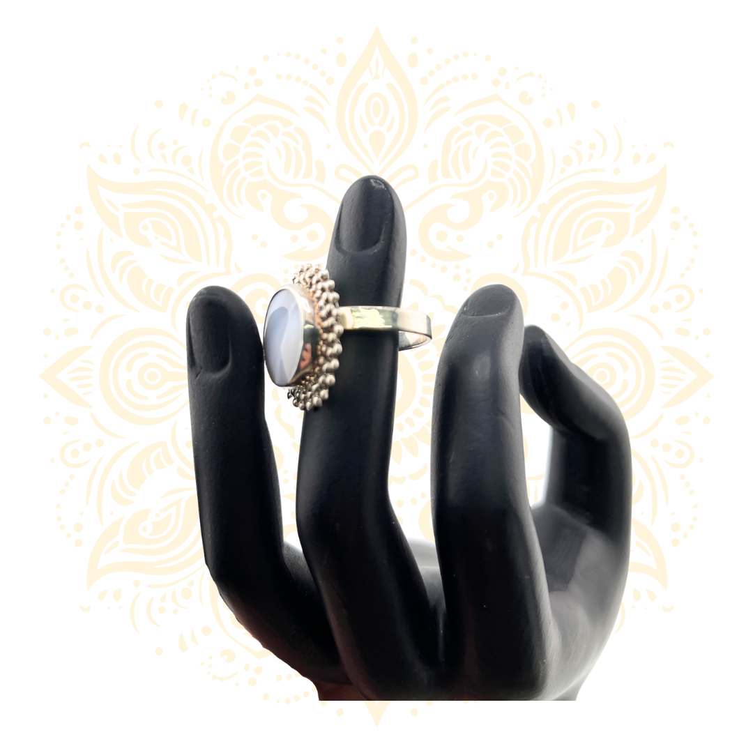 925 Sterling Silver Adjustable Ring with Mother of Pearl