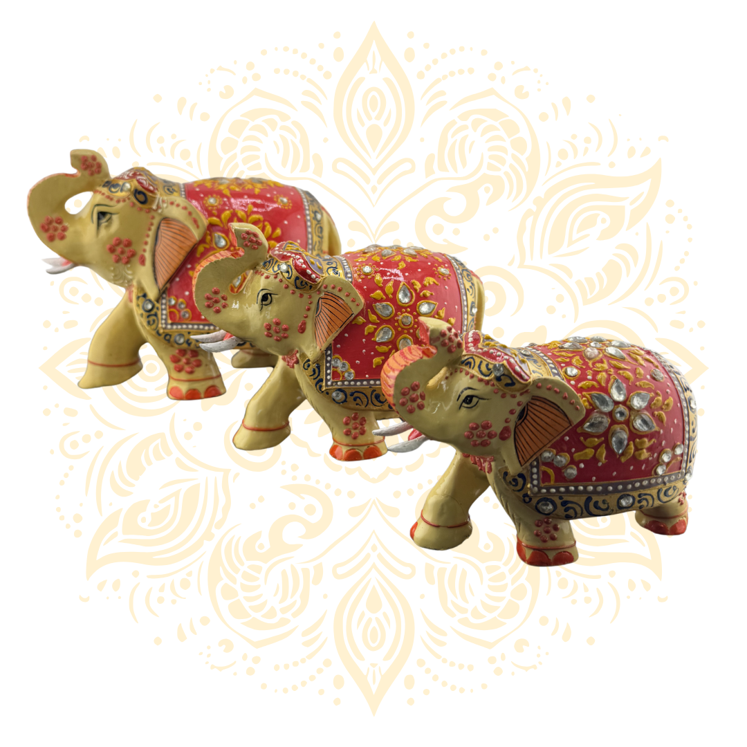 Wooden Red Painting Elephant