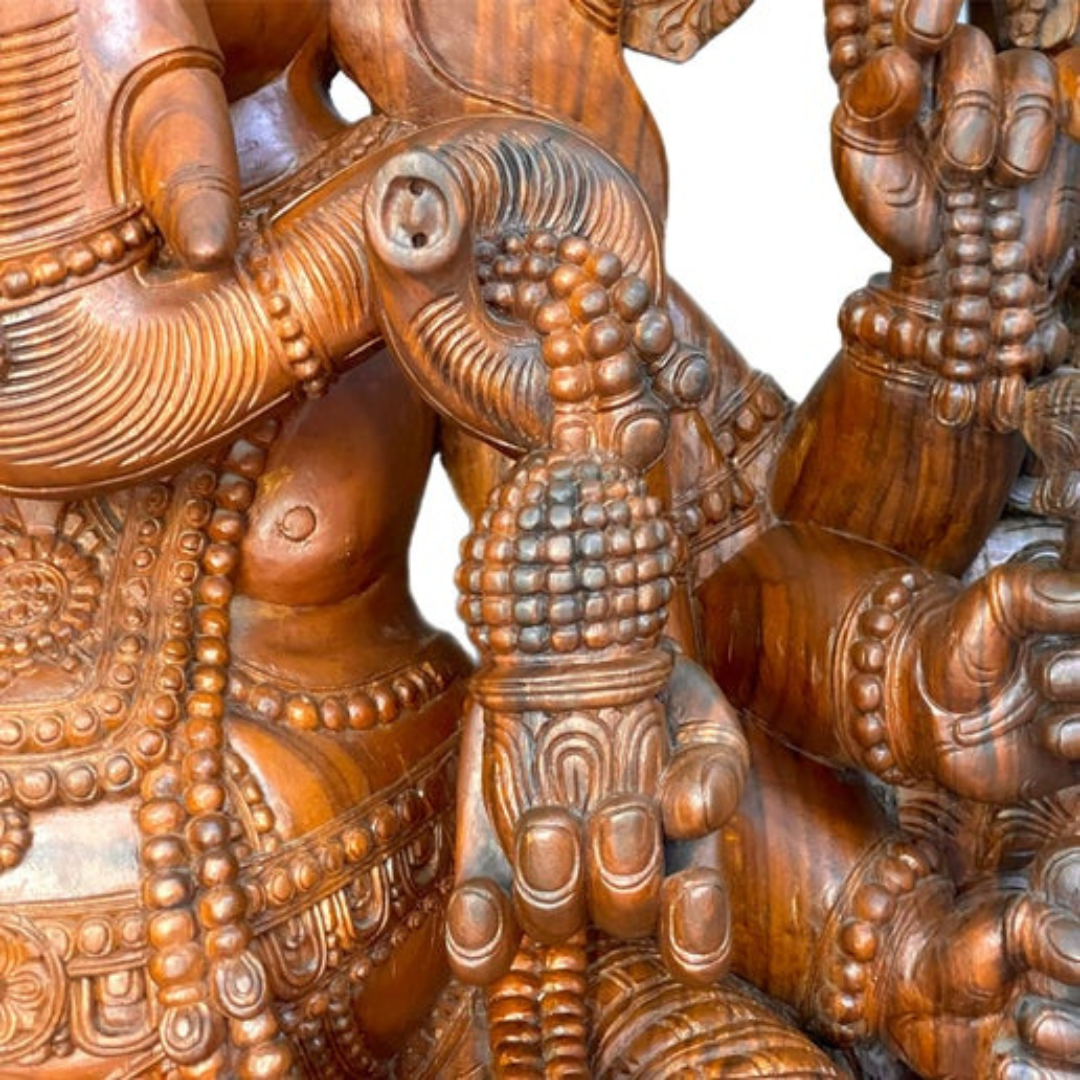 Hand Carved Wooden Ganesh Statue 8' 4"