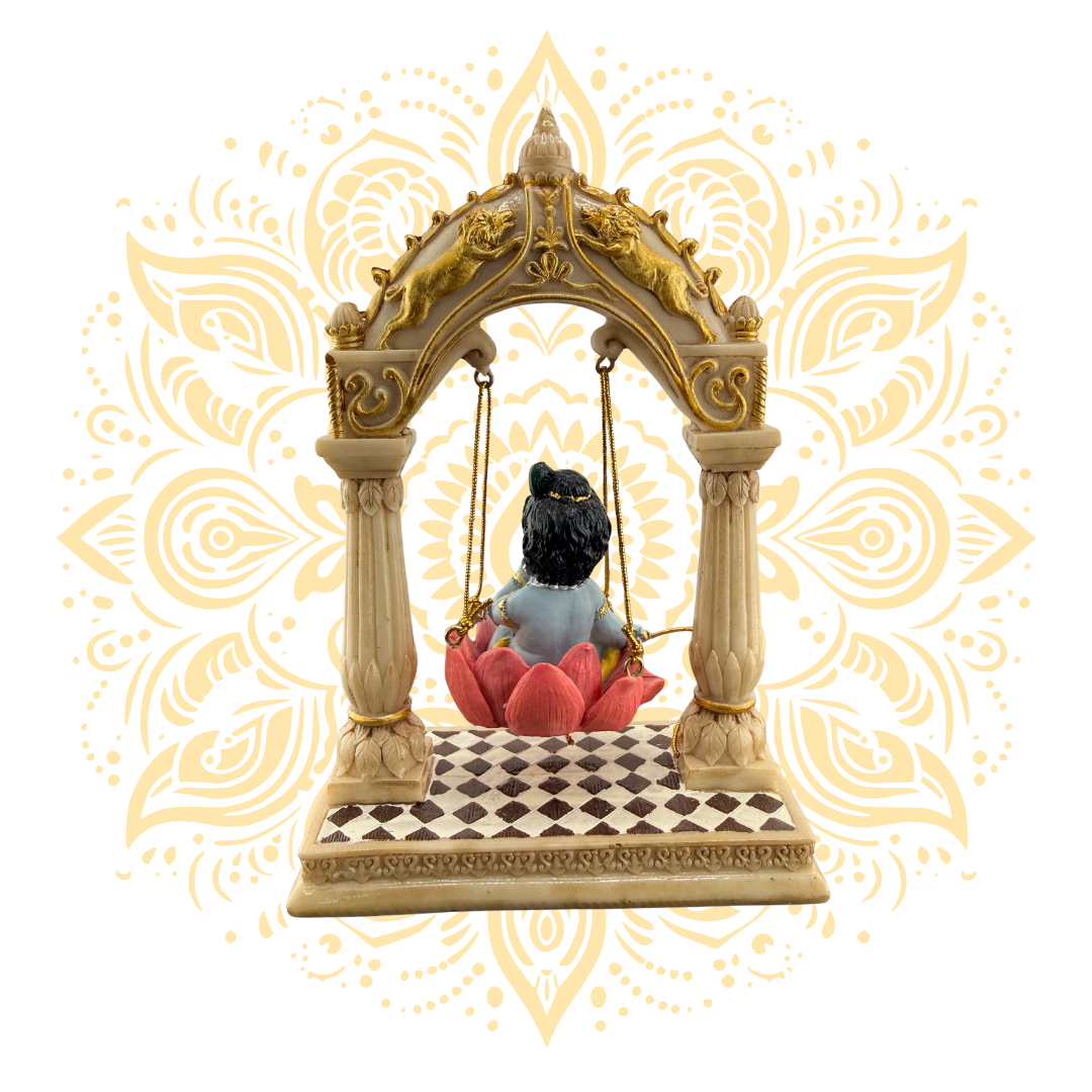 Polyresin Krishna Lotus on Swing 2.5"