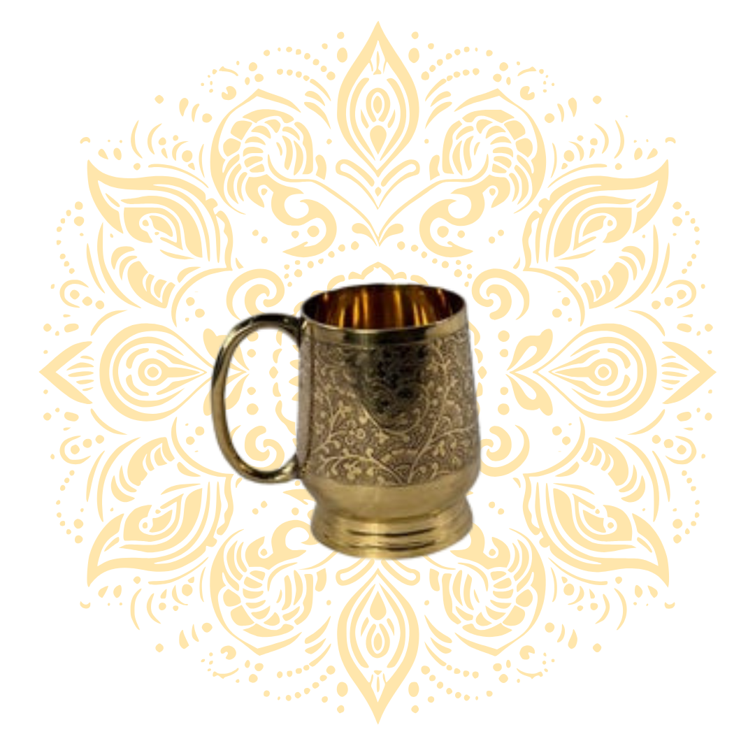 Brass Mug w/ Floral Engraving 4.5"