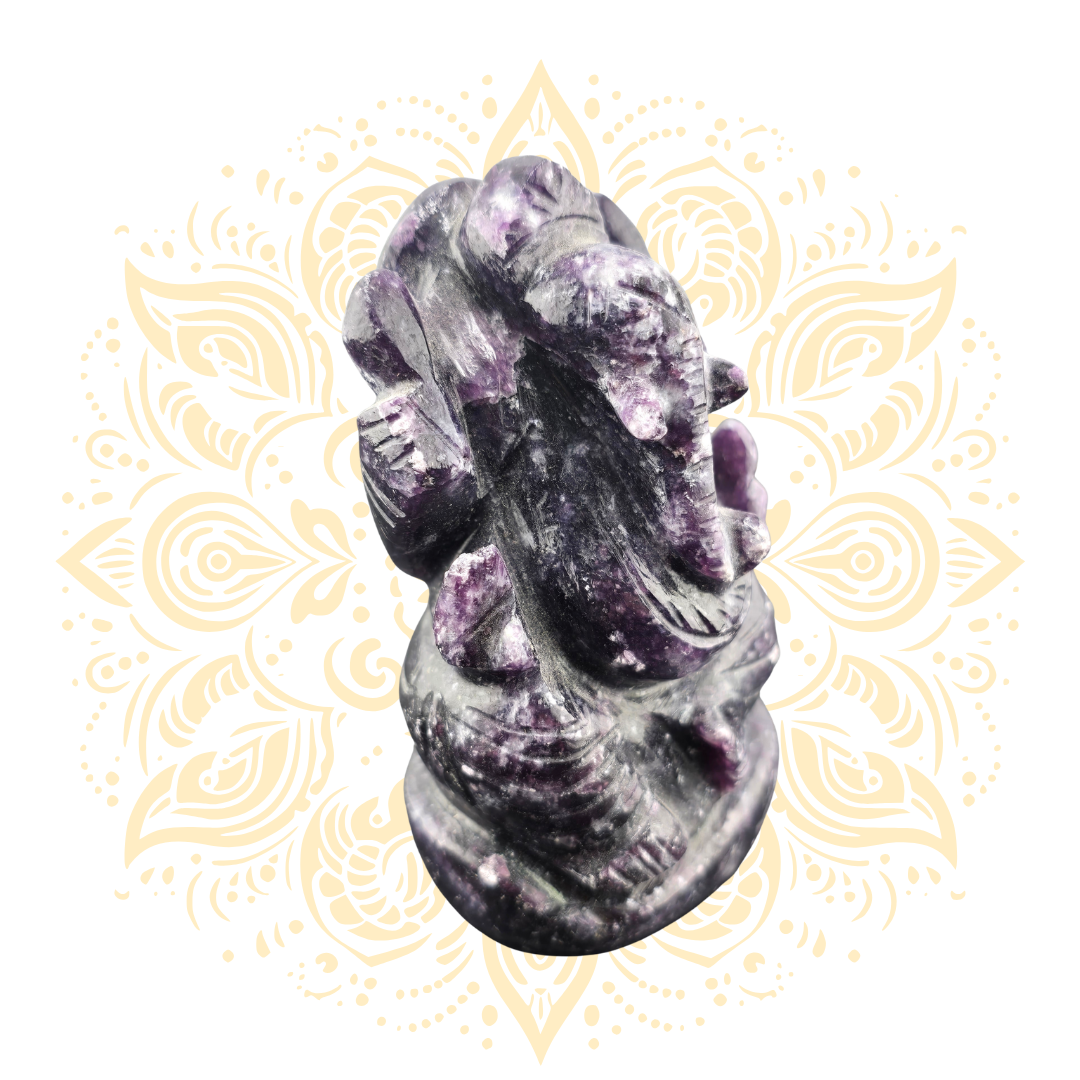 Gemstone Lepidolite Ganesh Murti 3" - Matchless Gifts6