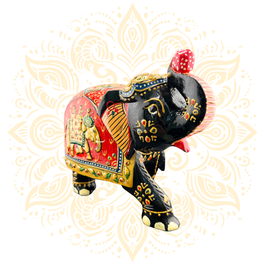 Wooden Black & Red Painted Elephant 5" - Matchless Gifts