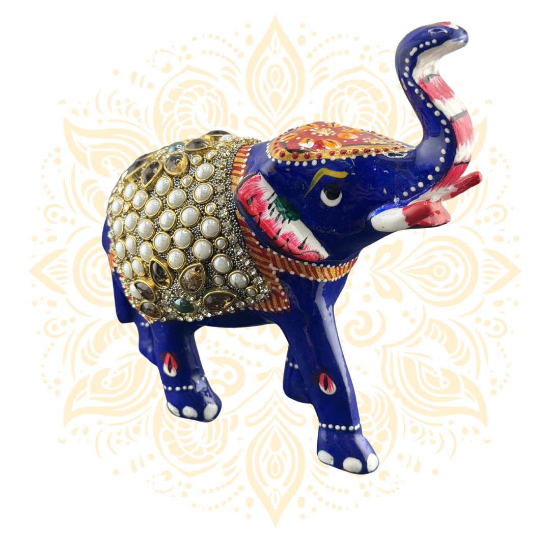 Metal Stone Work Elephant 4"