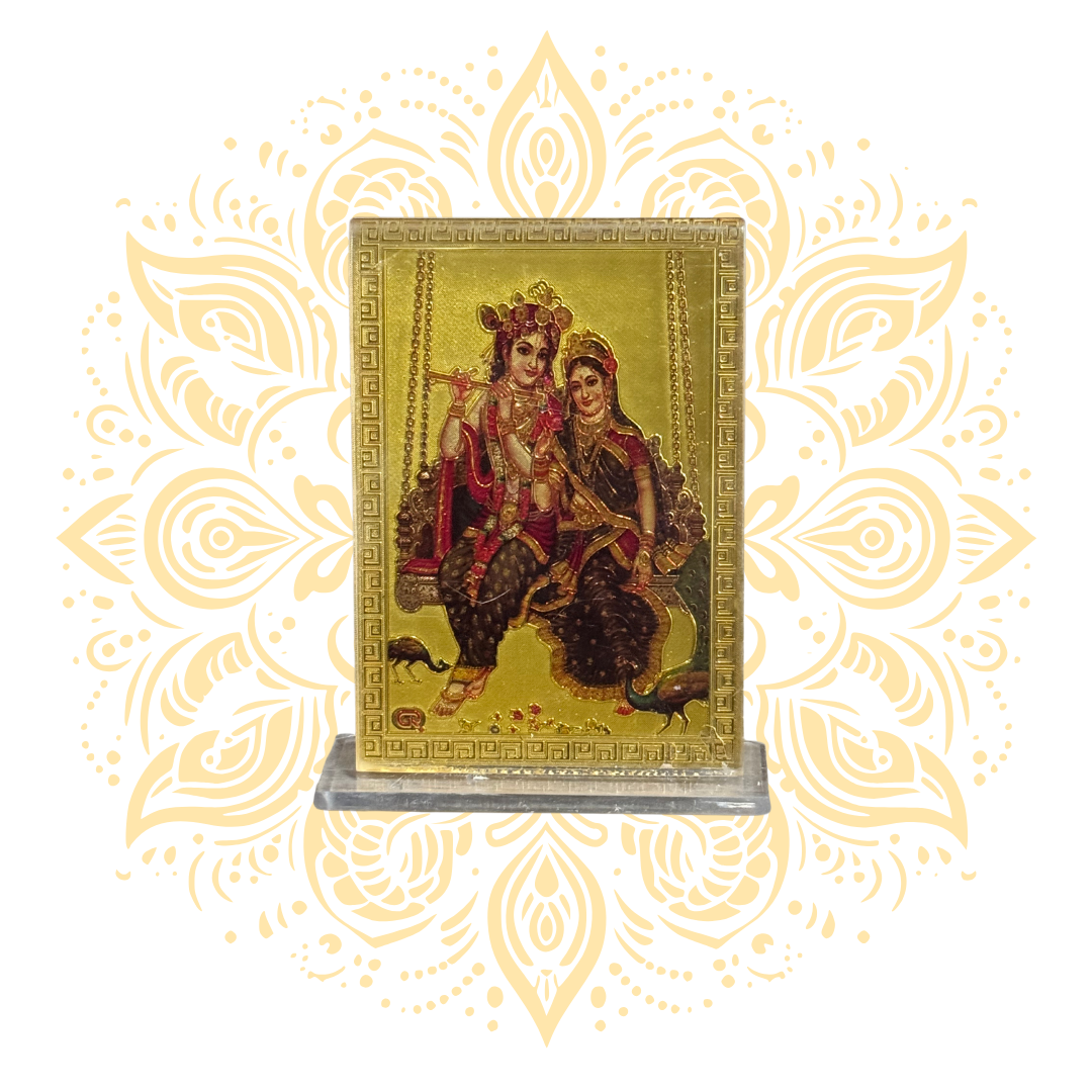 Radha Krishna Golden Acrylic 2.5x3.5" - Matchless Gifts