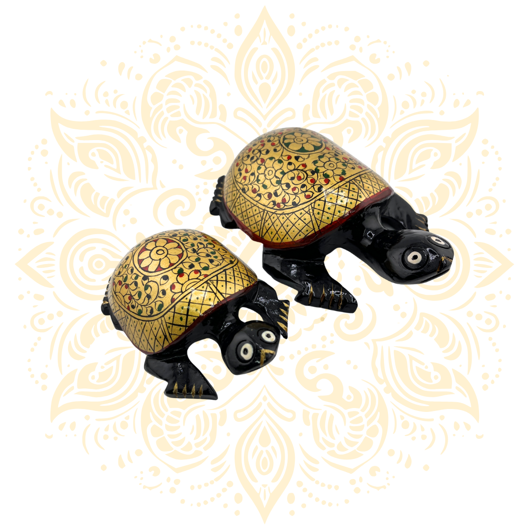 Wooden Black Painted Tortoise