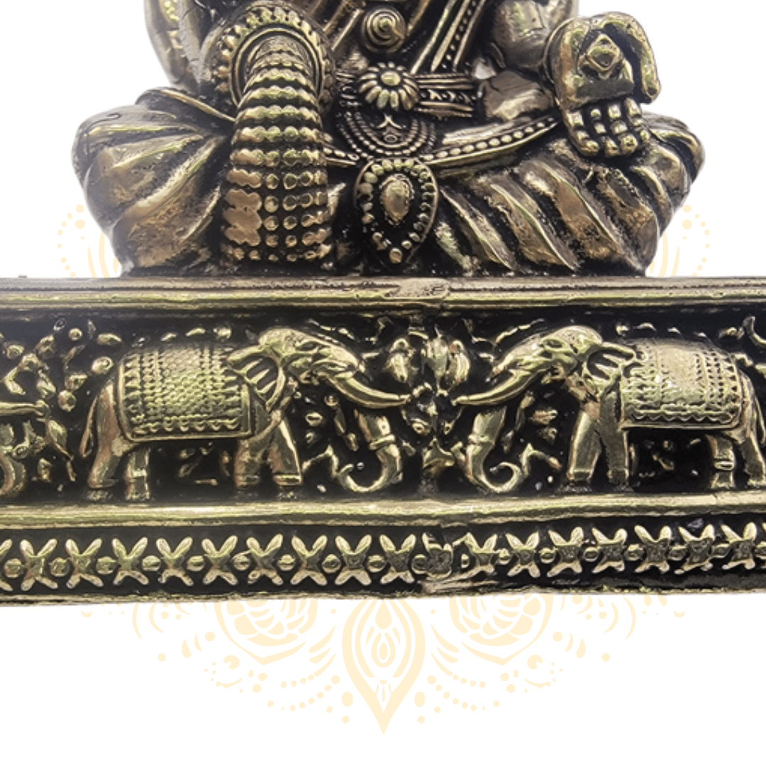 Brass Laxmi w/ Elephant Pauti 8" - Matchless Gifts5