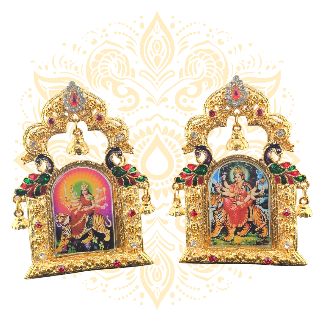 4 Inch Gold Mini Mandir Stand with Bells
