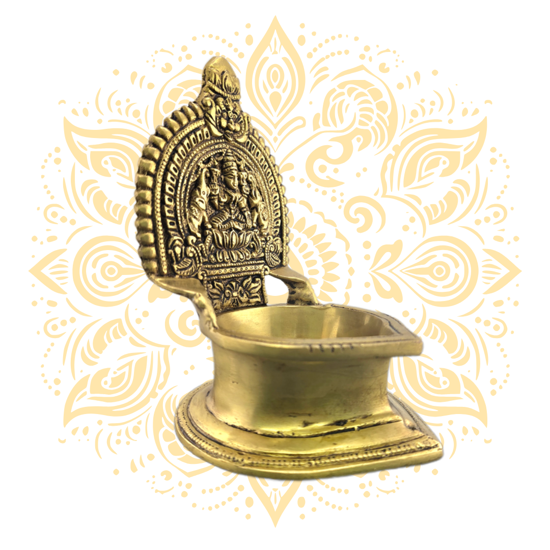 Brass Goddess Laxmi Deepak 6.5" - Matchless Gifts4