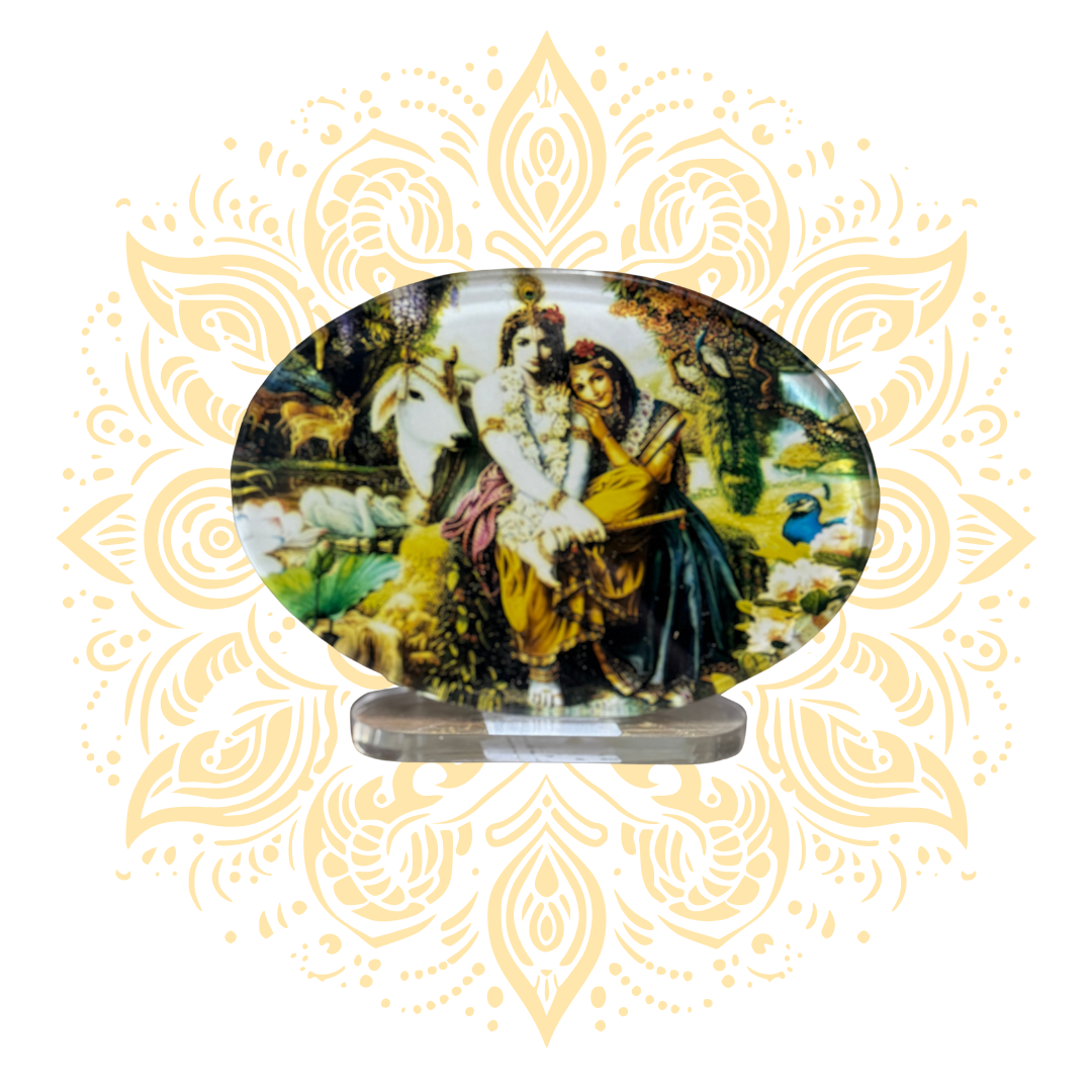 Acrylic Radha Krishna Oval 3.5" x 5" - Matchless Gifts2