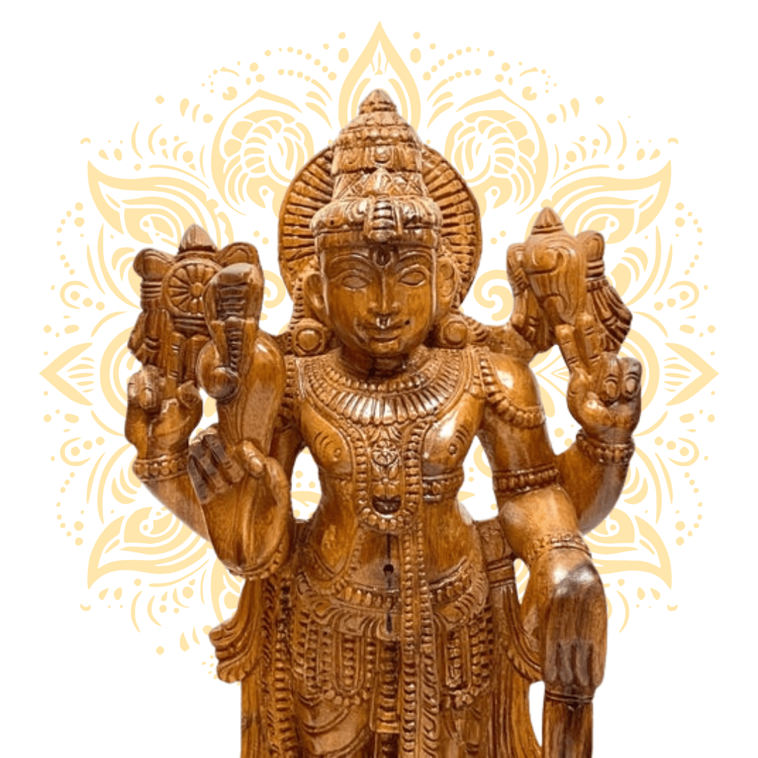 Hand-Carved Wooden Lord Vishnu Murti - Matchless Gifts2