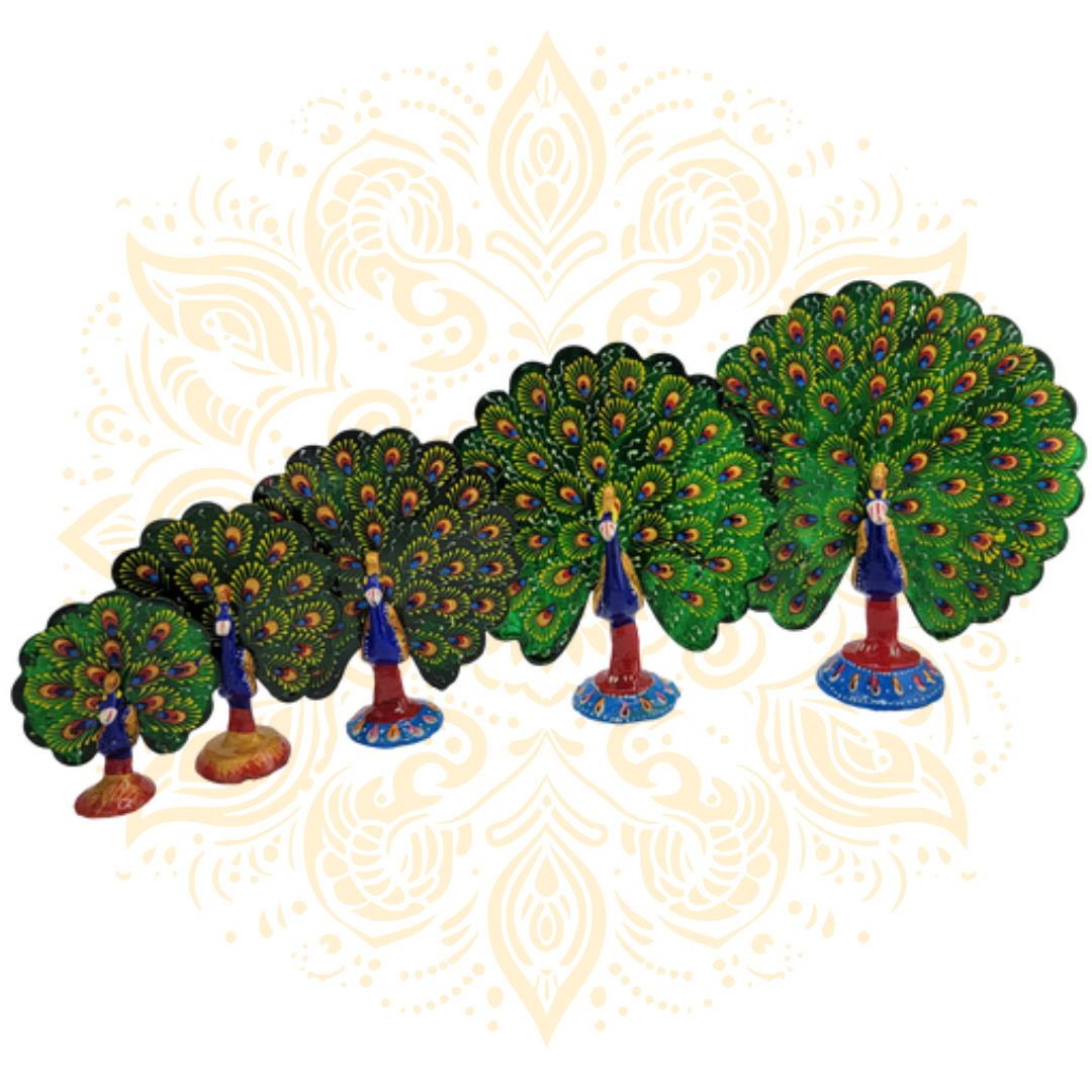 Dancing Peacock | Hand-Painted Meenakari Figure (1.5"–6") - Matchless Gifts1